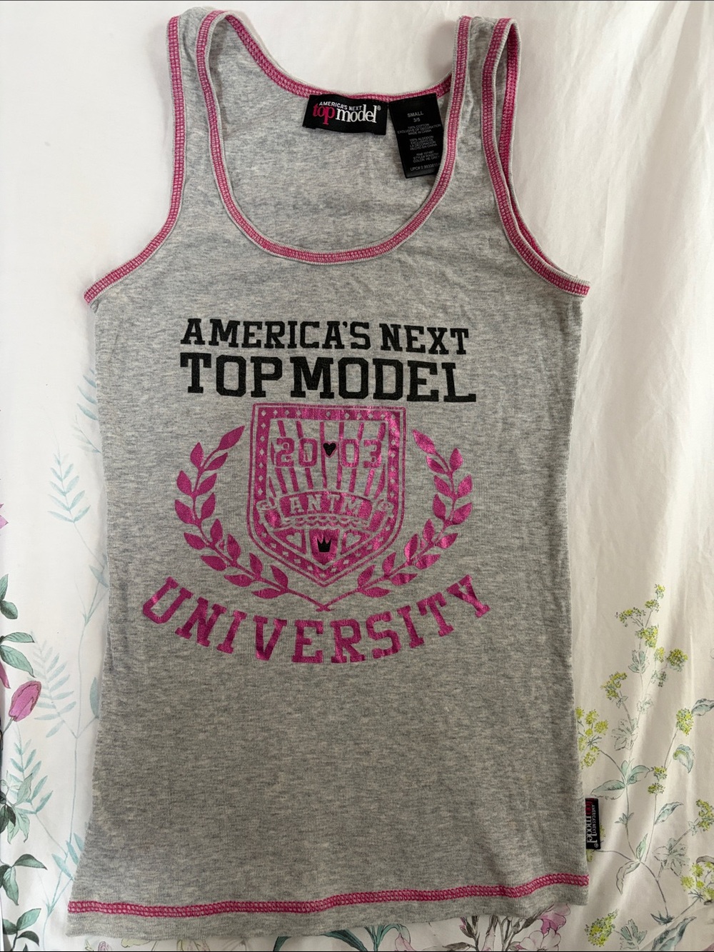 Gray Tank with Pink Trim